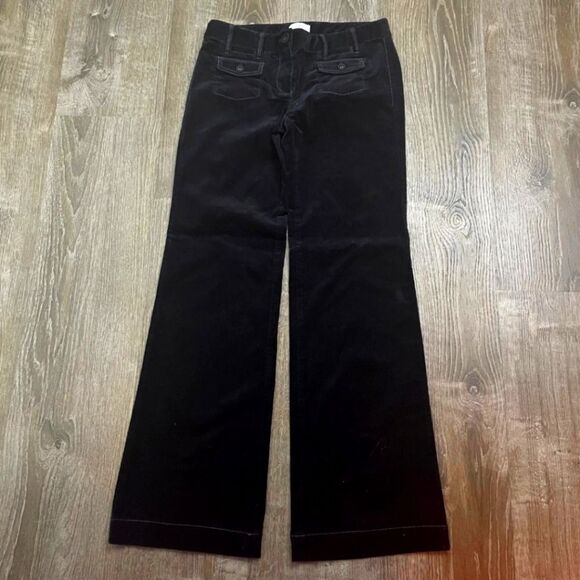 Ann Taylor's Loft jet black velvet feeling pants boot cut wide leg size 4 - Picture 1 of 7
